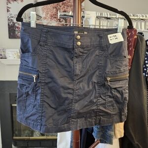 Dark Gray Mini Skirt with Zipper Pockets